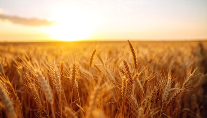 Obraz premium Golden wheat field at sunset (13)