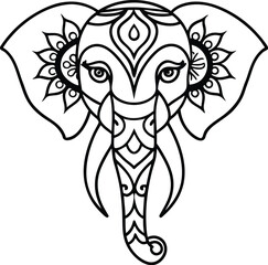 Ornamental Elephant Head Vector