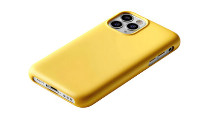 Yellow Phone Case: A close-up shot showcases a vibrant yellow phone case, elegantly enveloping a modern device, providing both protection and a pop of color.