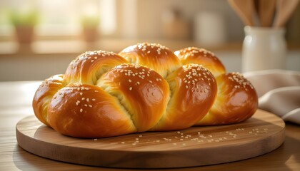 Homemade Sesame Challah Bread Ready to Eat