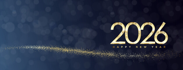 2026 Happy New Year Greeting Card Gold