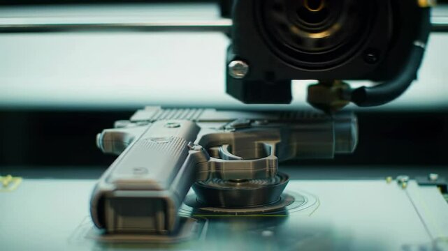 Printer produces a fully functional firearm through 3D printing technology in a controlled environment