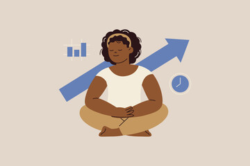 Illustration of Woman Meditating for Growth