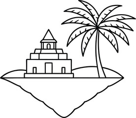 Naklejka premium Temple on Tropical Floating Island