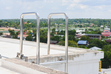 Close-up of stainless steel roof railing