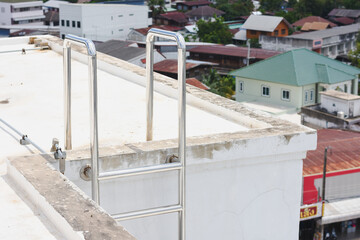 Close-up of stainless steel roof railing