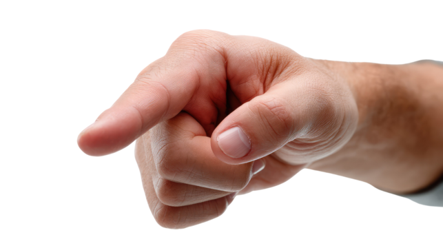 Pointing Hand Gesture: A close-up view of a hand, index finger extended, is a compelling visual metaphor for direction, decision-making, and engagement.