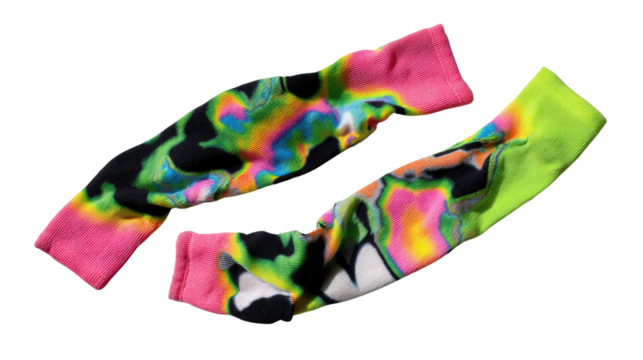 Colorful Socks: A vibrant composition of two uniquely designed socks, each showcasing a kaleidoscope of vivid hues, embodying a playful and dynamic aesthetic.