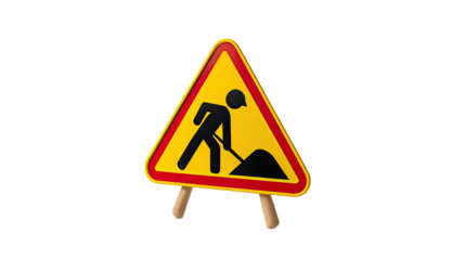 Construction Ahead: A vibrant construction sign alerts passersby of ongoing work with a clean, minimalistic design.