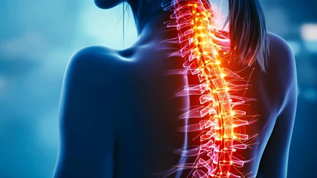 Educational video showing scoliosis spinal curve from behind for diagnostic and orthopedic health purposes