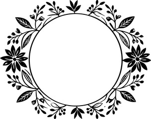 frame with flowers Elegant Floral Frame Line Art Collection