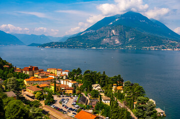 The village of Varenna, on Lake Como, photographed on a summer day. 
