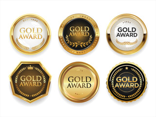 Gold Medal Award badge and emblem illustration isolated on white background 