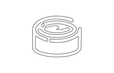 Cinnabon bun one line art. Continuous line drawing of poppy seed roll, continuous line of cinnamon spice.one line drawing of kitchen spice cinnamon.