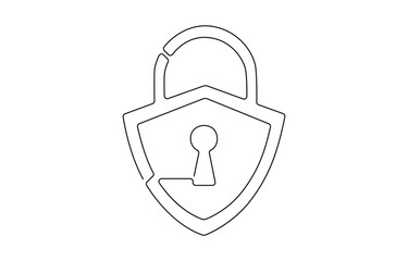 Pad lock Continuous one line drawing illustration, Continuous one line drawing of a padlock. Security concept vector illustration,  Drawing of security protection symbol.