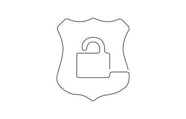 Pad lock Continuous one line drawing illustration, Continuous one line drawing of a padlock. Security concept vector illustration,  Drawing of security protection symbol.