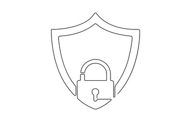 Pad lock Continuous one line drawing illustration, Continuous one line drawing of a padlock. Security concept vector illustration,  Drawing of security protection symbol.