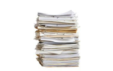 Pile of documents and papers transparent background