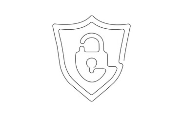 Pad lock Continuous one line drawing illustration, Continuous one line drawing of a padlock. Security concept vector illustration,  Drawing of security protection symbol.