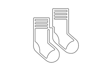 Continuous line drawing of socks. Socks one line icon. One line drawing background, Christmas stocking drawn in one continuous line. One line drawing, minimalism. 