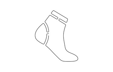 Continuous line drawing of socks. Socks one line icon. One line drawing background, Christmas stocking drawn in one continuous line. One line drawing, minimalism. 