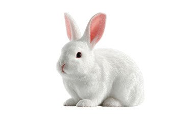 Obraz premium Cute fluffy white rabbit isolated on transparent background