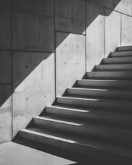 Fototapeta premium Concrete Staircase with Sharp Geometric Shadows