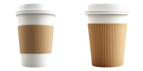 Coffee paper cups isolated on transparent PNG perfect for café, branding, and beverage visuals