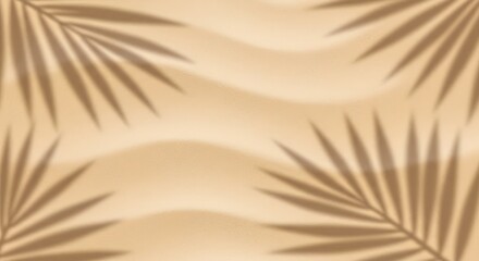 Palm Leaf Shadows on Sandy Beach Background Summer Texture