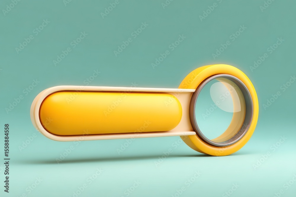 Fototapete yellow rounded rectangular object with circular feature on a teal background