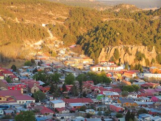 aerial panoramic view of town of Creel, Chihuahua, Mexico