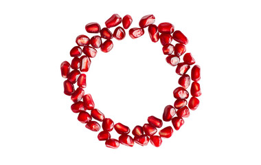 Obraz premium fresh red pomegranate seeds arranged on a transparent background isolated on transparent background