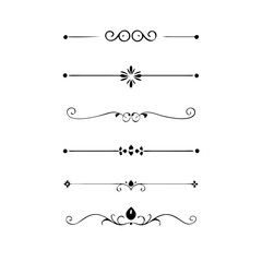 text dividers doodle set. Wedding decorative elements. Divider ornament, borders, floral, vintage line separators. Hand drawn vector illustration isolated on white background. Set page dividers.	