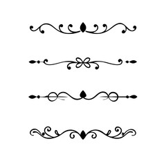text dividers doodle set. Wedding decorative elements. Divider ornament, borders, floral, vintage line separators. Hand drawn vector illustration isolated on white background. Set page dividers.	