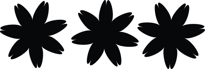 Three simple black silhouette flowers design