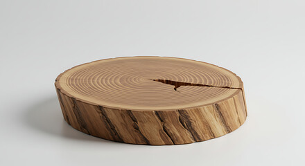 Wooden Tree Stump with a Large Crack.