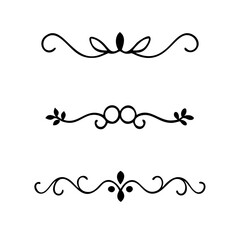 text dividers doodle set. Wedding decorative elements. Divider ornament, borders, floral, vintage line separators. Hand drawn vector illustration isolated on white background. Set page dividers.	