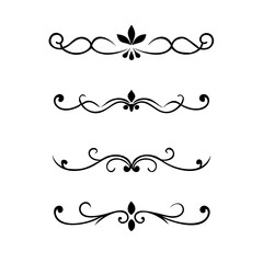 text dividers doodle set. Wedding decorative elements. Divider ornament, borders, floral, vintage line separators. Hand drawn vector illustration isolated on white background. Set page dividers.	