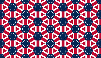 Stylized Red White Blue Vector Pattern Inspired by the American Flag, Seamless for Use in July 4th Invitations, Posters, Backgrounds, and Digital Papers

