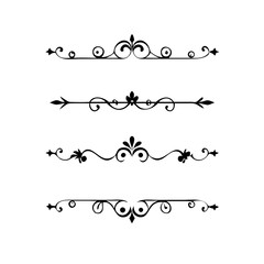text dividers doodle set. Wedding decorative elements. Divider ornament, borders, floral, vintage line separators. Hand drawn vector illustration isolated on white background. Set page dividers.	