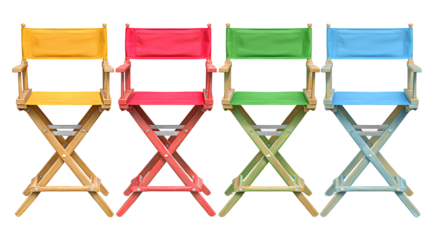 Multicolored folding chairs illustration transparent background 