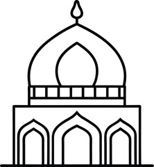 Islamic Dome Mosque Line Art Vector