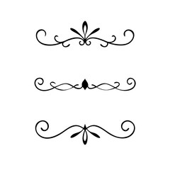 Gold text dividers doodle set. Wedding decorative elements. Divider ornament, borders, floral, vintage line separators. Hand drawn vector illustration isolated on white background. Set page dividers.
