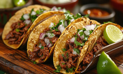 Tacos de Cachete - Tacos filled with tender beef cheek meat.