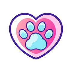 Obraz premium Pet Care Heart Paw Logo – Animal & Veterinary Vector