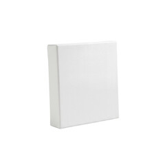 A pristine, blank, 4x4 inch traditional artist's canvas, tightly stretched on a wooden frame, isolated on a transparent studio background with uniform lighting, ideal for commercial product display.
