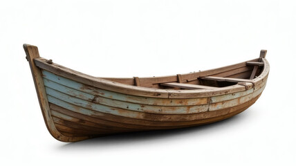 Wooden Dinghy Boat Isolated, Nautical Fishing Vessel
