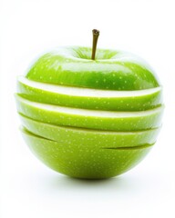 Sliced Green Apple Fresh Healthy Fruit on White Background