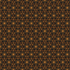 Seamless Flower of Life Copper Pattern on Black Background - Sacred Geometry Design