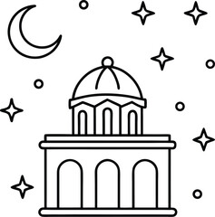 Temple Dome with Crescent Moon and Stars